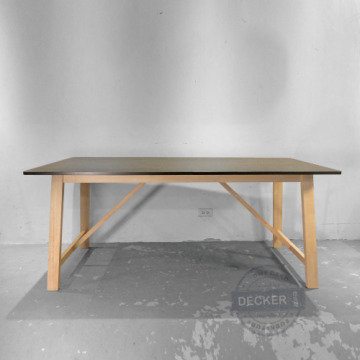 黑木餐桌 180cm - 全木頭長桌 簡約北歐 跳色設計