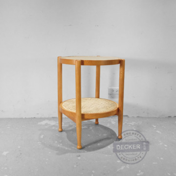 長虹網狀邊几 小 - 藝術玻璃 天然藤編 老式現代茶几