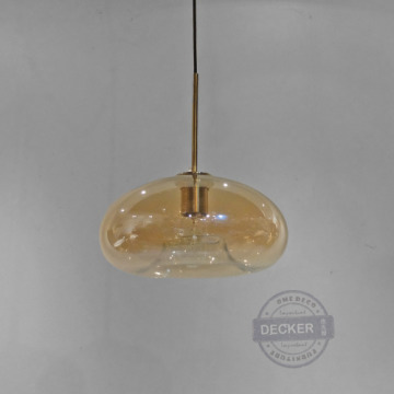 黃銅極光吊燈 - 藝術燈具 琥珀玻璃 北歐風格