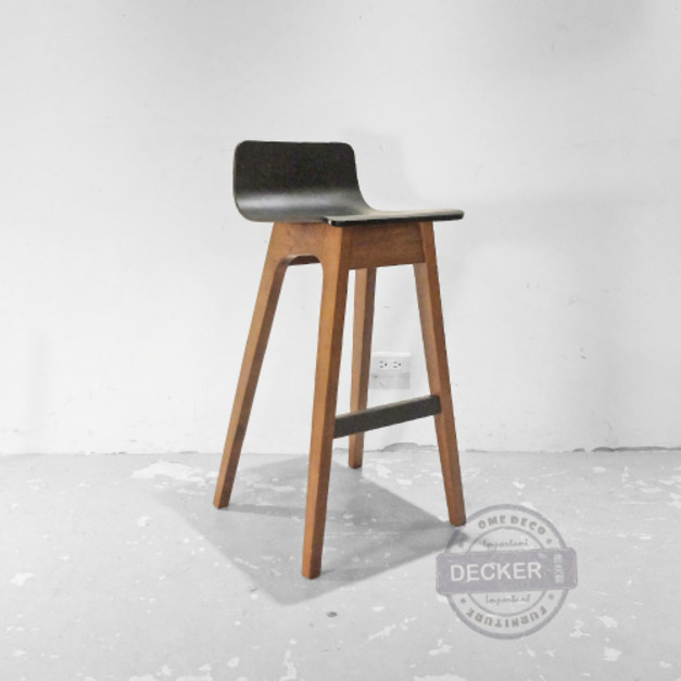 朗格吧台椅 (胡桃黑面) - 北歐風實木風格 低背簡約設計 73cm