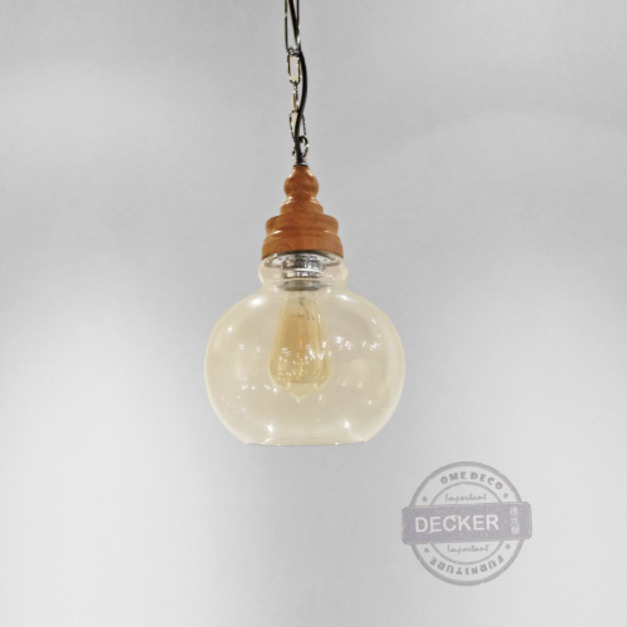 木趣吊燈 B款 (透/琥珀/煙燻) - Nordic北歐風格 北歐木紋燈飾