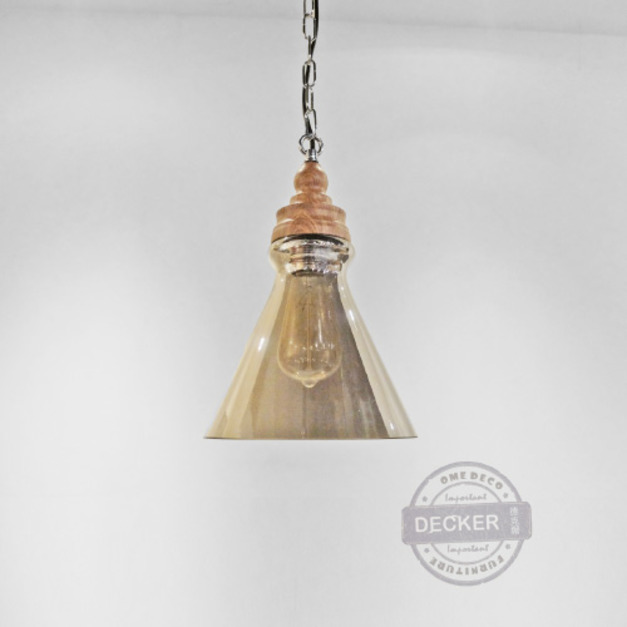 木趣吊燈 C款 (透/琥珀/煙燻) - Nordic北歐風格 北歐木紋燈飾