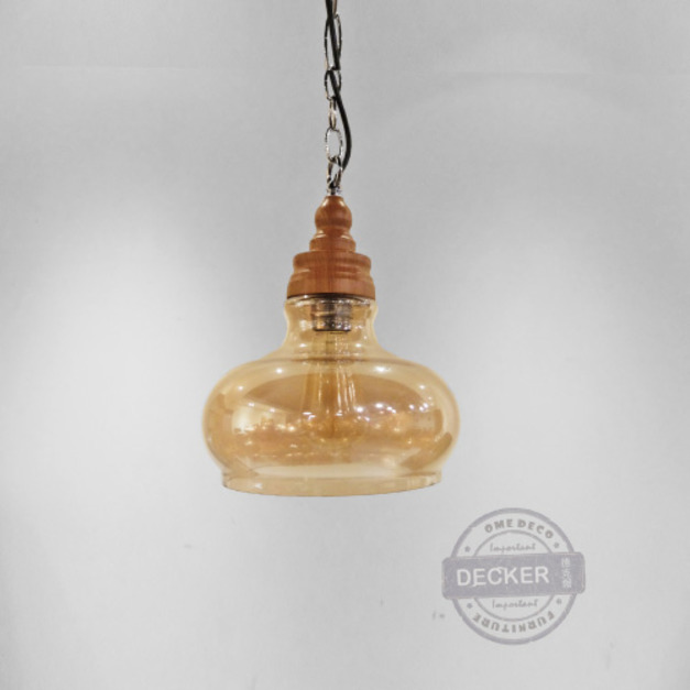 木趣吊燈 A款 (透/琥珀) - Nordic北歐風格 北歐木紋燈飾