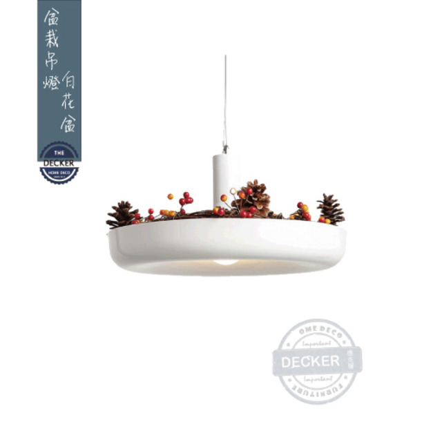 盆栽吊燈 白花盆 - 綠建築 綠色家居風格 天然風格燈飾