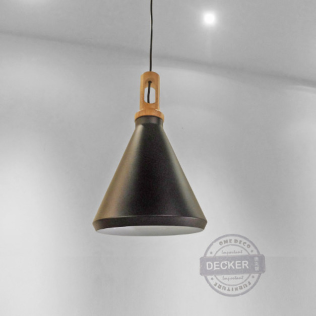 波可特吊燈 B款 (黑/白) - 北歐家居 原木燈飾 金屬木燈座