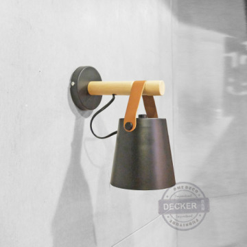 皮托壁燈 (黑/白) - 北歐清新風格 彩色鐵件 皮革混搭