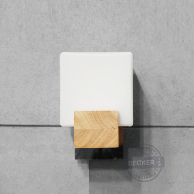 橡木方糖壁燈 - 北歐風格燈飾 木燈座玻璃小壁燈