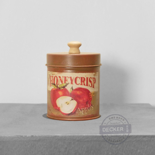 蓋子小鐵罐 蘋果 - 復古彩色圓鐵罐 春天花園 設計家飾道具
