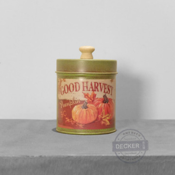 蓋子小鐵罐 南瓜 - 復古彩色圓鐵罐 春天花園 設計家飾道具
