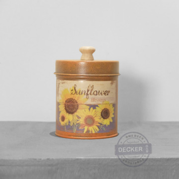 蓋子小鐵罐 向日葵 - 復古彩色圓鐵罐 春天花園 設計家飾道具