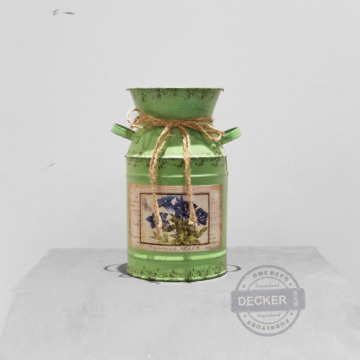 花園鐵罐 (綠) - Vintage仿舊擺飾 道具花園家飾 麻繩牛奶罐