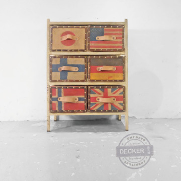 [Last] 國旗收納櫃 (六抽) - 印度家具 老舊工業風 麻布抽屜