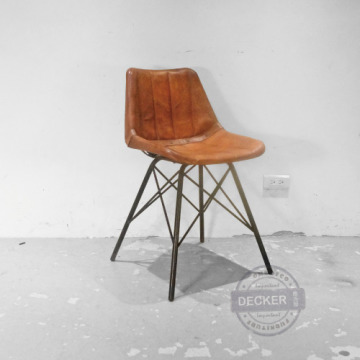 [Last] 格蘭餐椅(線條交叉) - 經典工業風 真皮餐椅