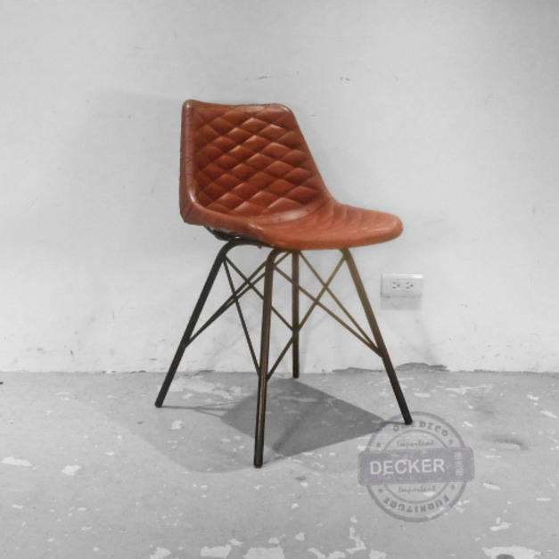 [Last] 格蘭餐椅(菱格紋) - 經典工業風 真皮餐椅