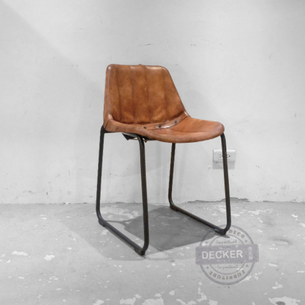 [Last] 格蘭餐椅(線條雪橇) - 經典工業風 真皮餐椅