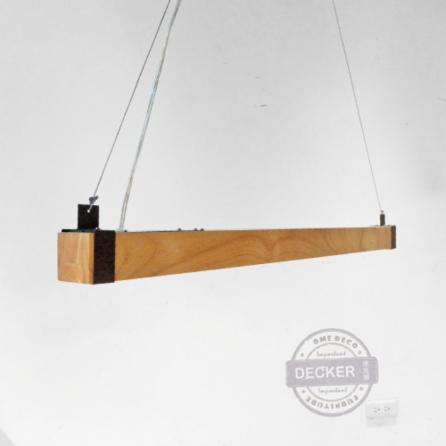 監木吊燈 - 長條直線 溫暖木頭燈飾 LED三段光