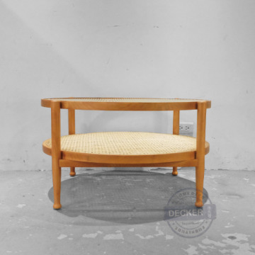 長虹網狀邊几 大 - 復古玻璃茶几 藤編織藝術 老式空間