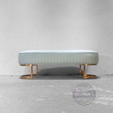 奧斯曼長凳 (水藍) - 古典藝術 奢華金 穿鞋凳 床尾凳