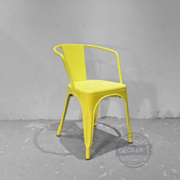 Tolix扶手鐵椅 (黃) - 經典工業風 鐵椅 扶手餐椅