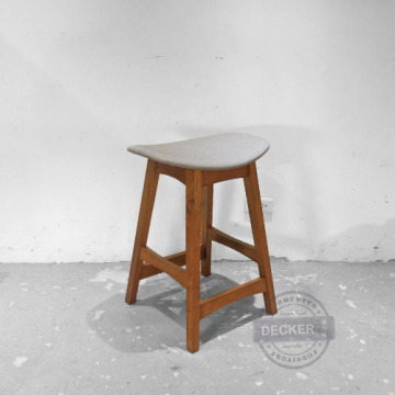 微笑麻布凳 60cm (灰) - 溫暖實木吧凳 中島把椅 麻布軟墊