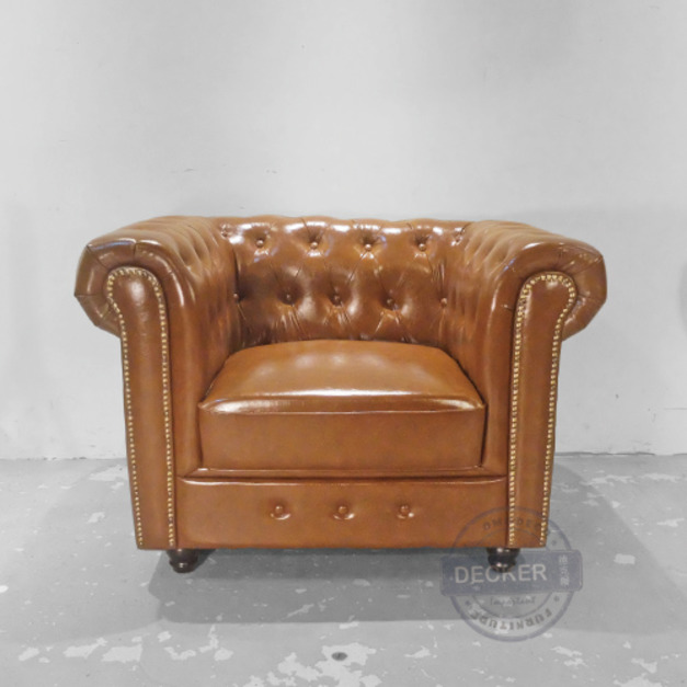 尼爾單人沙發 (棕) - 法式古典 老式設計 復古沙發