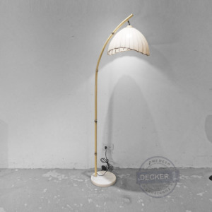 珀迪落地燈 B款 - 老式復古設計 古典布邊燈罩 大理石立燈