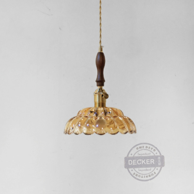 木柄珠鏈吊燈 - 萬花筒玻璃 新古典風 藝術木柄