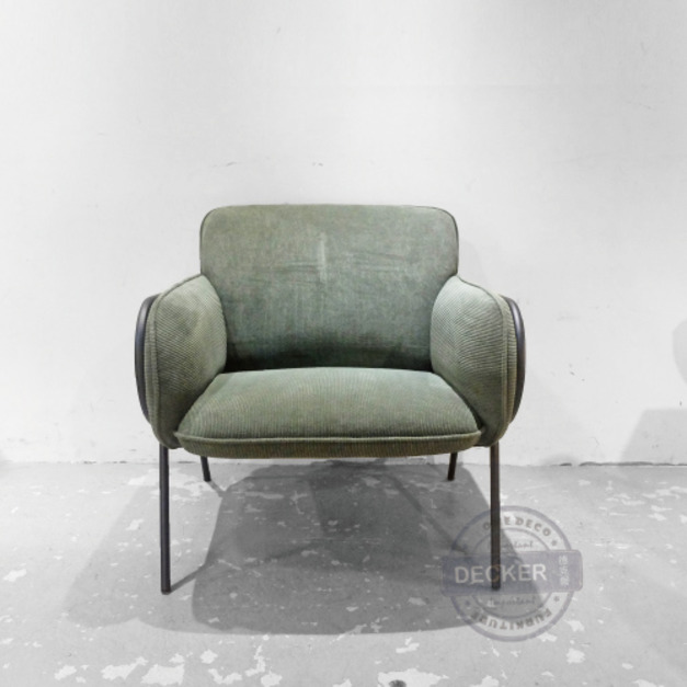 夏蘿布沙發 (復古綠) - 老式設計 舊式螺紋 設計單人沙發