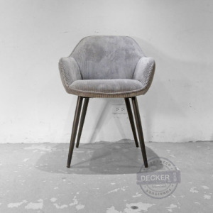 夏蘿布餐椅 (復古灰) - 老式設計 舊式螺紋 扶手椅