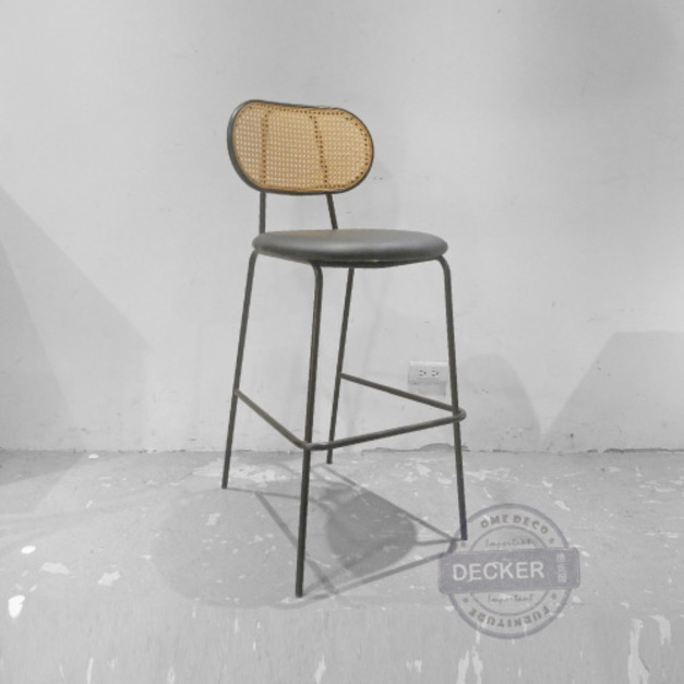 小芮特吧台椅 (黑) - 老式藤編 簡約復古 細長優雅