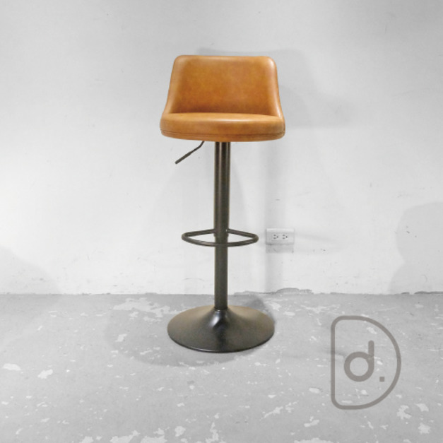 麥格升降吧台椅 (咖啡) - 舒適皮軟墊 升降旋轉設計 靠背吧椅