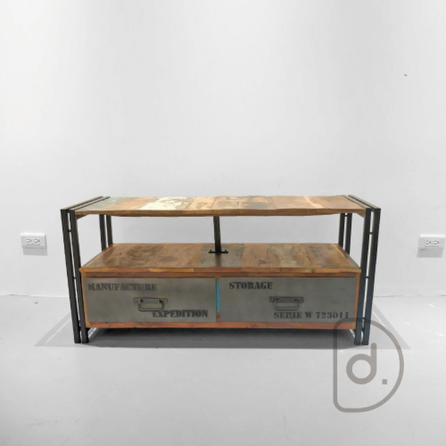 沃特二抽電視櫃 76cm - 海洋回收木風格 工業彩繪邊櫃