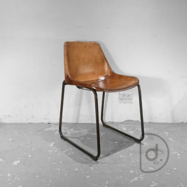 [Last] 格蘭餐椅(編織雪橇) - 經典工業風 真皮餐椅