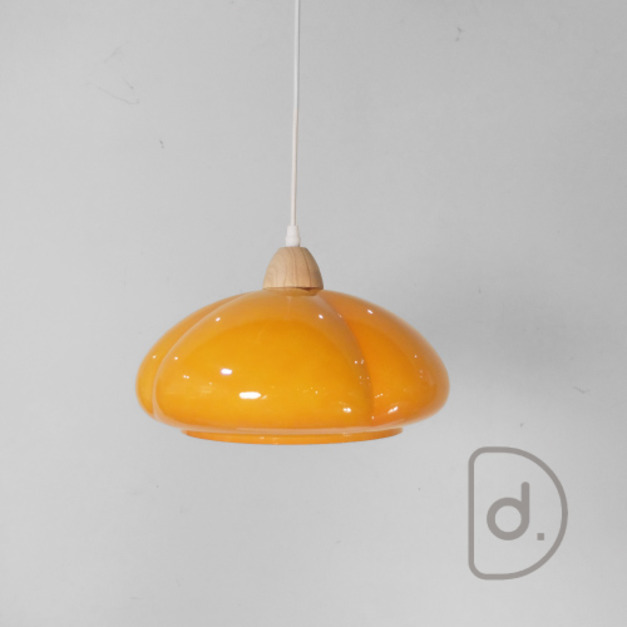 瓜洲吊燈 (橘) - 彩色玻璃 老式復古 藝術燈飾