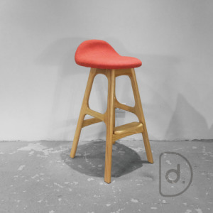 [Last] Buck中島吧椅 (橘紅麻布) - 北歐家具 溫暖實木麻布