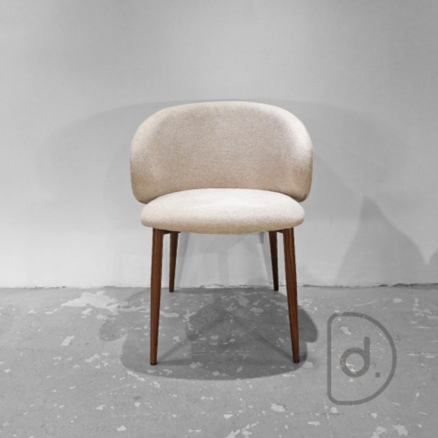 小鶘餐椅 (米麻布) - 厚實軟墊 扶手餐椅 轉印鐵件