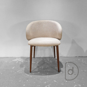 小鶘餐椅 (米麻布) - 厚實軟墊 扶手餐椅 轉印鐵件