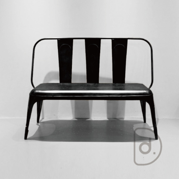 Tolix三人靠背長凳 (黑) - 英倫古典風 工業風全鐵長凳 戶外座椅