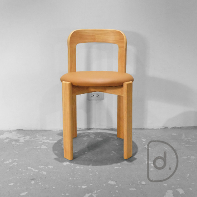 乾元餐椅 (橘咖) - 圓潤實木 小巧可愛 溫暖北歐風