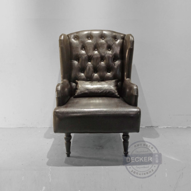 萊斯特單人沙發 (黑皮) - Vintage 英倫古典家具  歐式浪漫設計