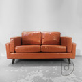老時代雙人沙發(橘啡) - 復古老空間 皮革靠枕 低背設計_1