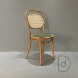 10號餐椅 (藤靠綠皮) - 經典北歐風 實木設計 藤編藝術