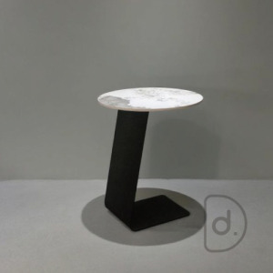 Z鋼圓几 (寶格麗) - ㄈ型邊几 藝術配色石板 沙發邊桌