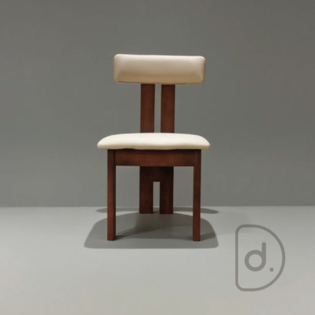 三角實木餐椅 (胡桃木色) - 實木設計 藝術家具