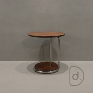 龐培邊几 50cm - 現代設計家具 時尚利洛 白亮鐵件胡桃木