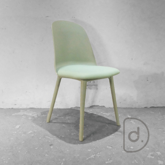 朵拉皮墊餐椅 (綠/灰) - 美型設計 皮質軟墊 彩色北歐