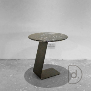 Z鋼圓几 (黑玫瑰) 50cm - ㄈ型邊几 藝術配色石板 沙發邊桌