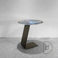 Z鋼圓几 (藍天使) 50cm - ㄈ型邊几 藝術配色石板 沙發邊桌