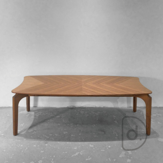 雙弧拼花茶几 120cm - 北歐風家具 木頭茶几小桌 拼花藝術