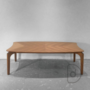 雙弧拼花茶几 120cm - 北歐風家具 木頭茶几小桌 拼花藝術